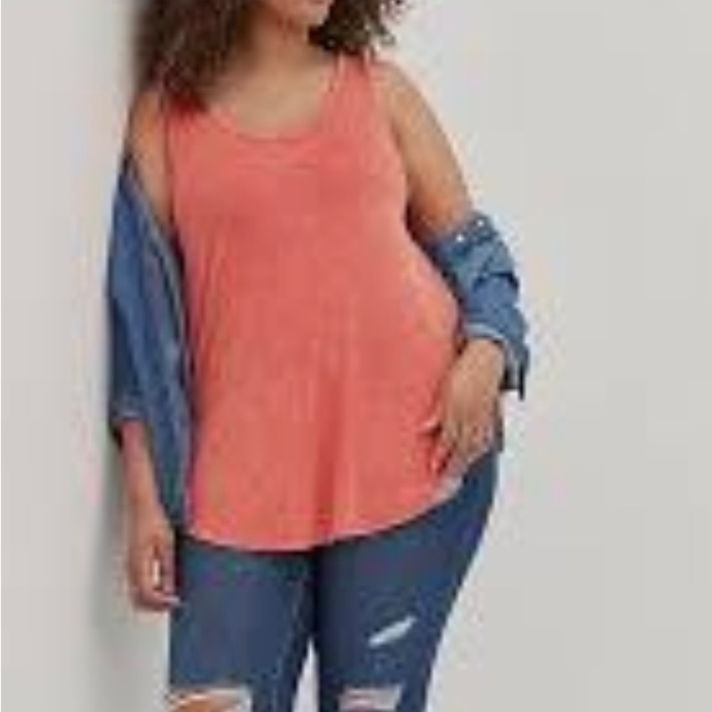 FAVORITE TUNIC SUPER SOFT V-NECK TUNIC TANK Coral Wash